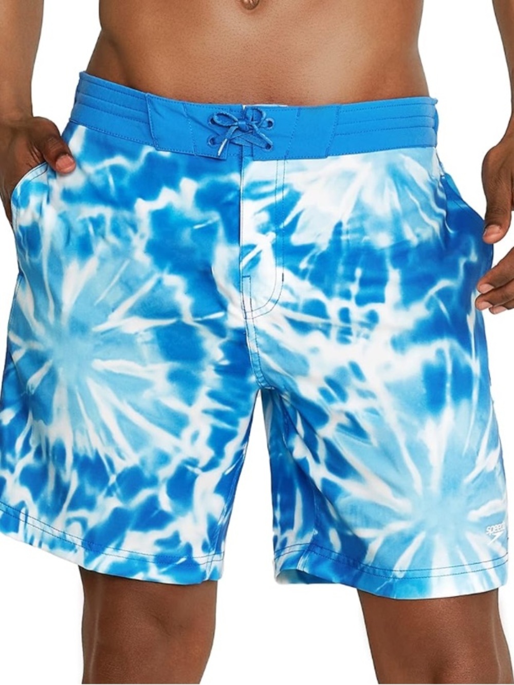 Speedo Blue & White Tie-Dye Swim Board Shorts Size M